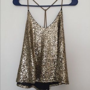 Sexy Gold-Sequined Club Cami